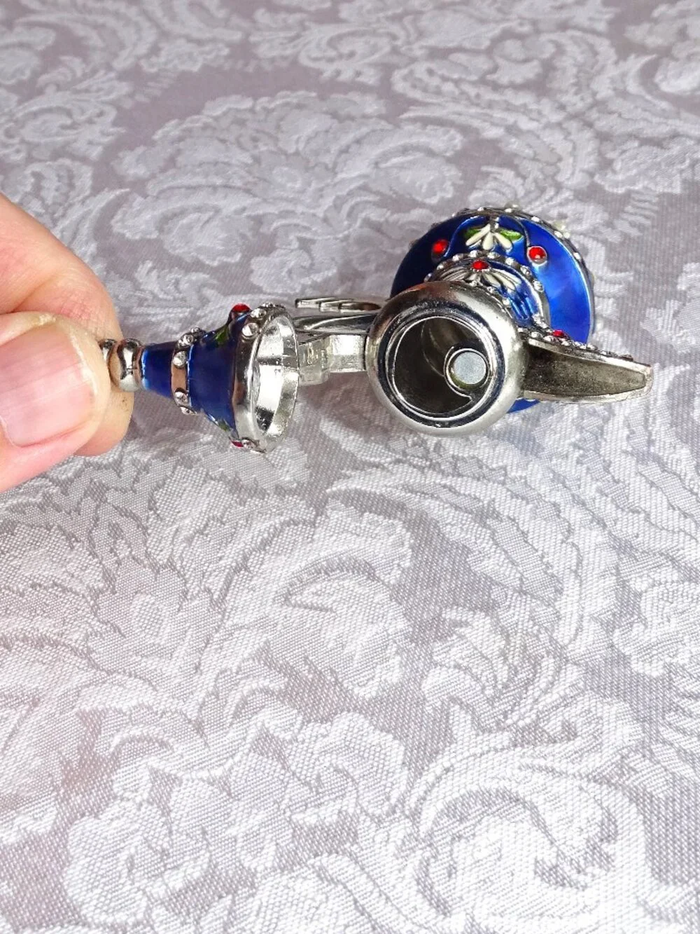 Jeweled Miniature Metal Pitcher with Magnetic Lid